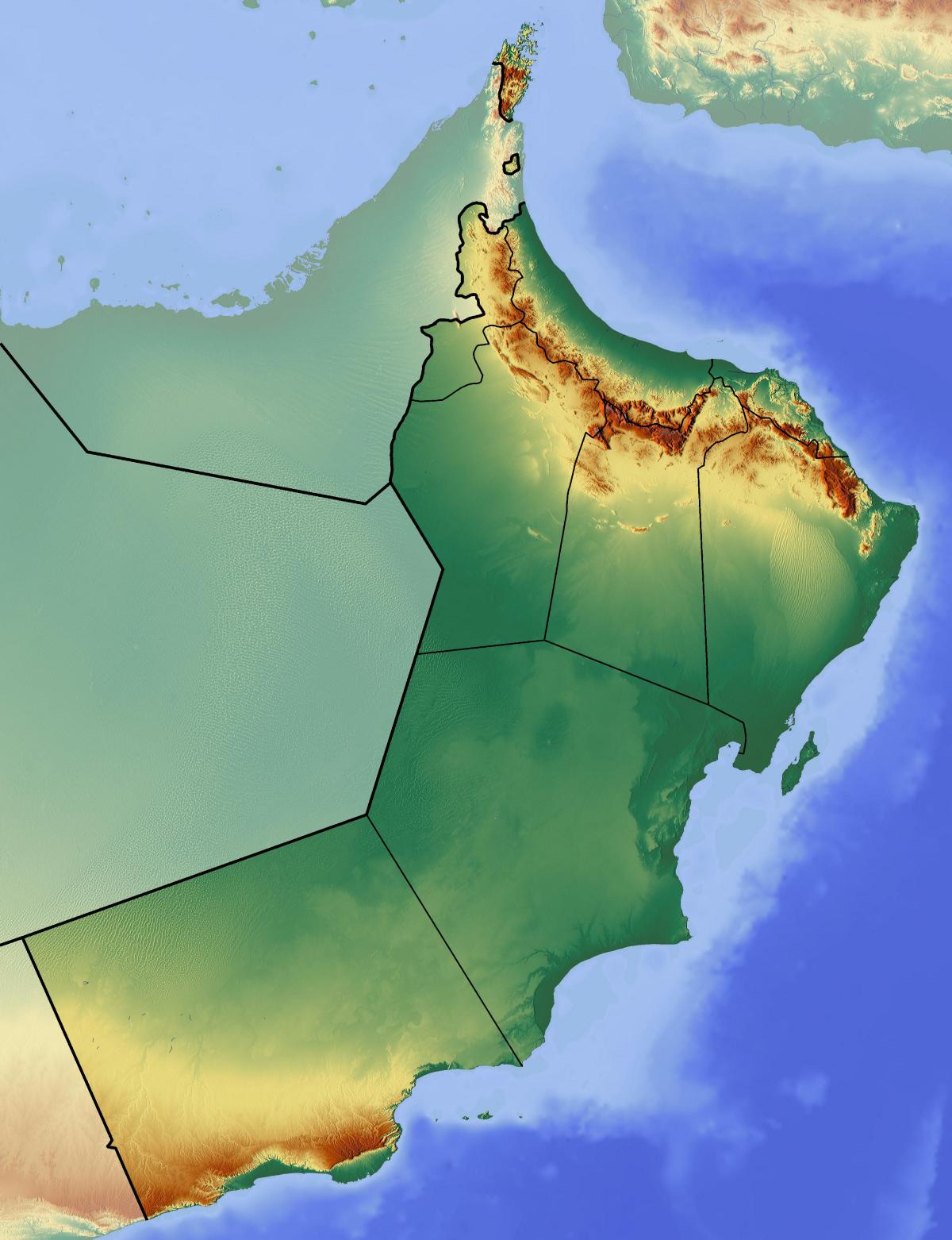 karta Oman topografski