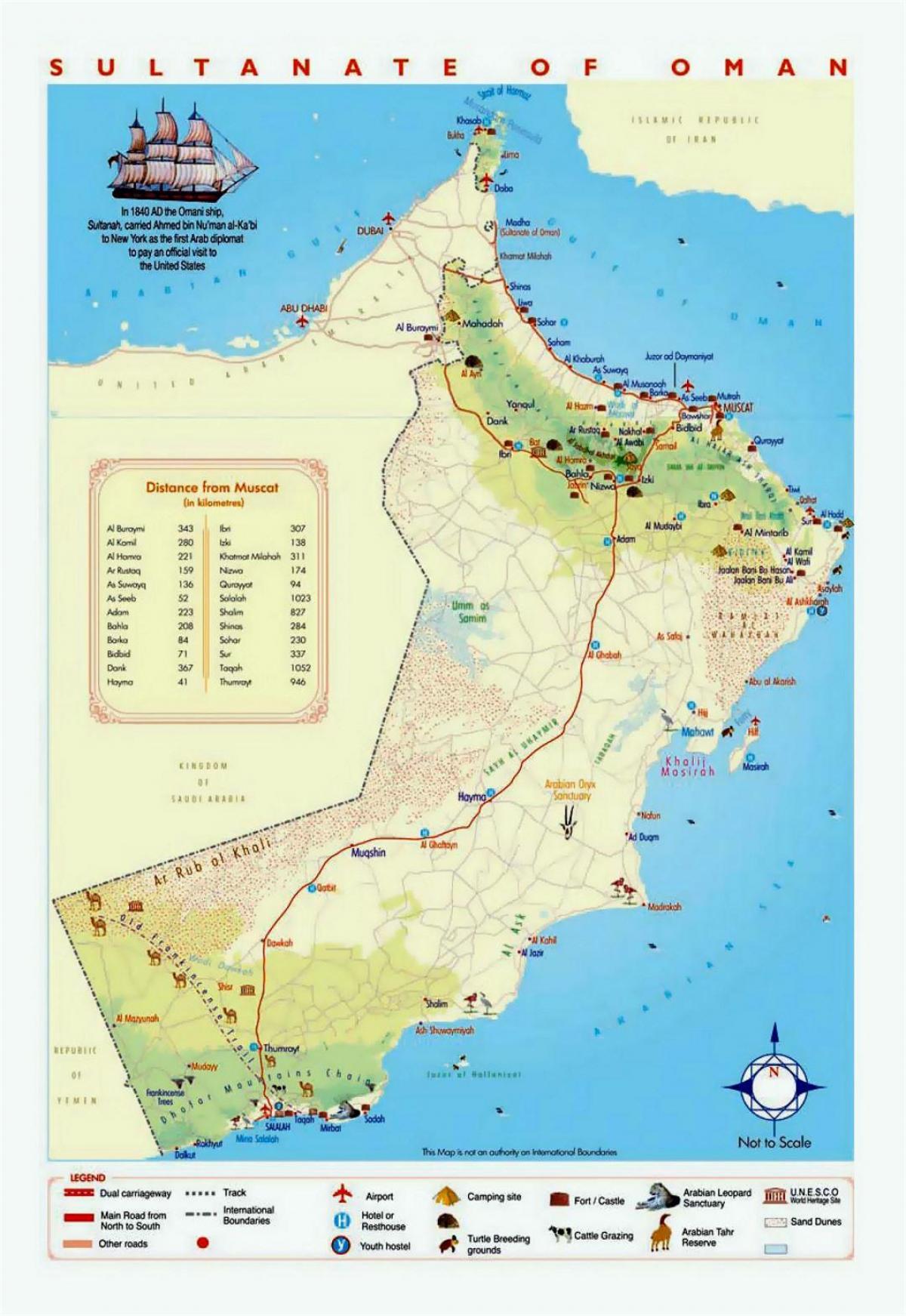 Oman turističkih mjesta na karti