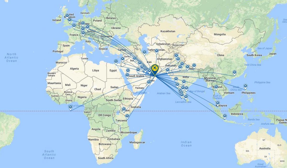 Oman Air kartu rute leta 